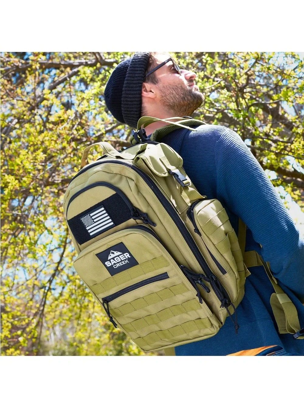 Tactical Olive Green Men's Diaper Bag Backpack by Sager Creek